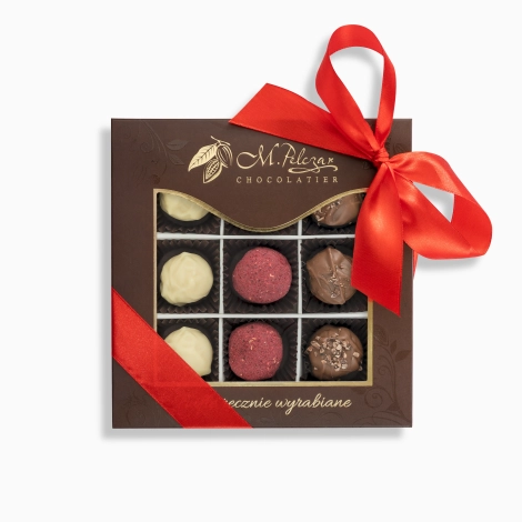 Zestaw trufli - brandy, karmelowe, Marc de Champagne - 9 szt.